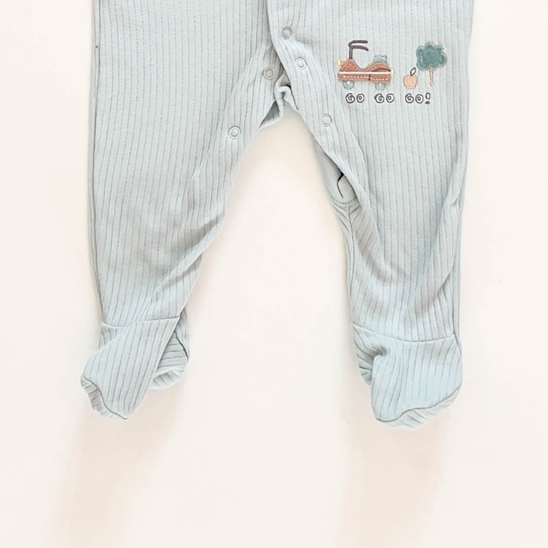 AQUA BLUE RIBBED SLEEPSUIT