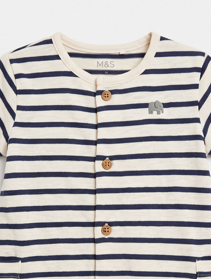 Blue stripes knitted jumpsuit
