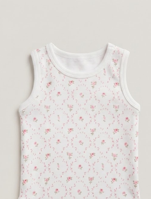Pink floral printed onesie