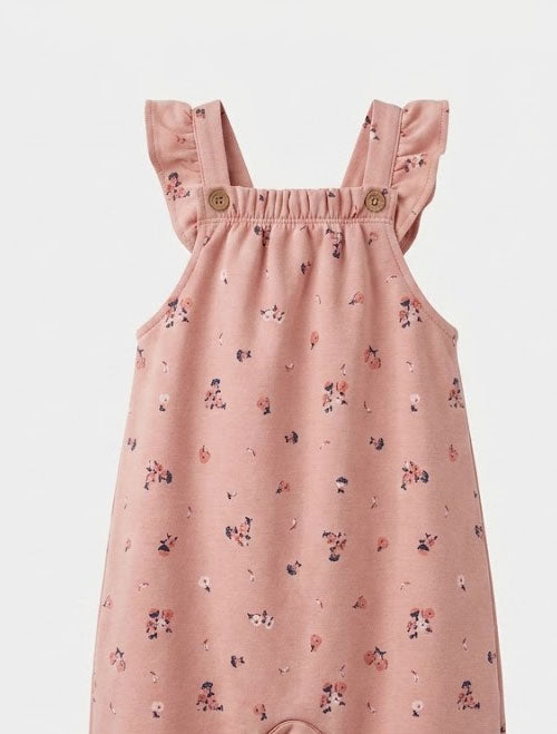 Powder pink floral dungaree