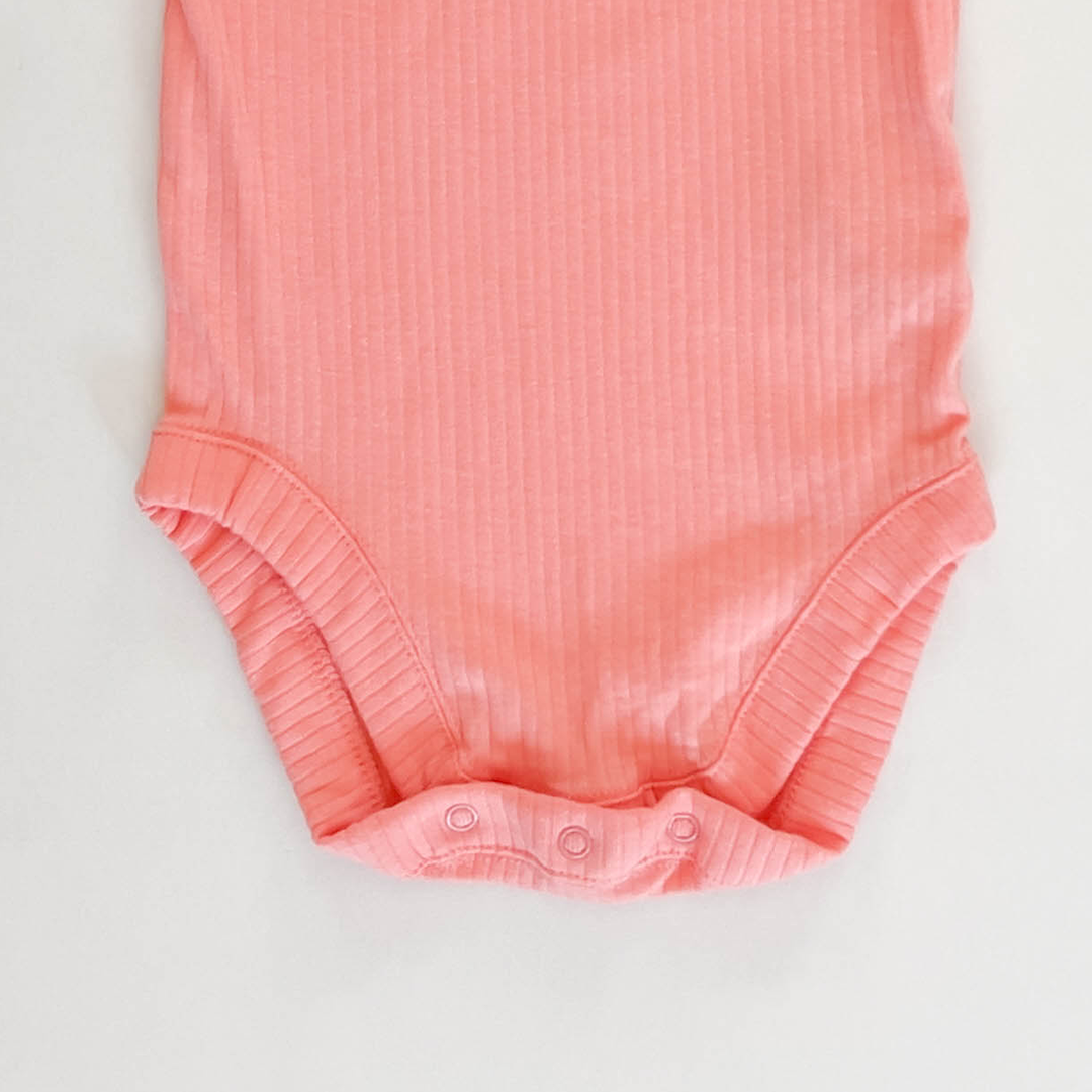 PEACH PINK RIBBED ONESIE