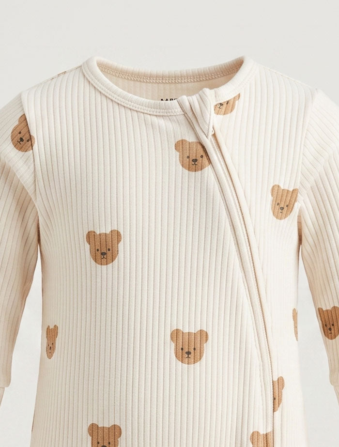 Brown bear fleece lining sleepsuit