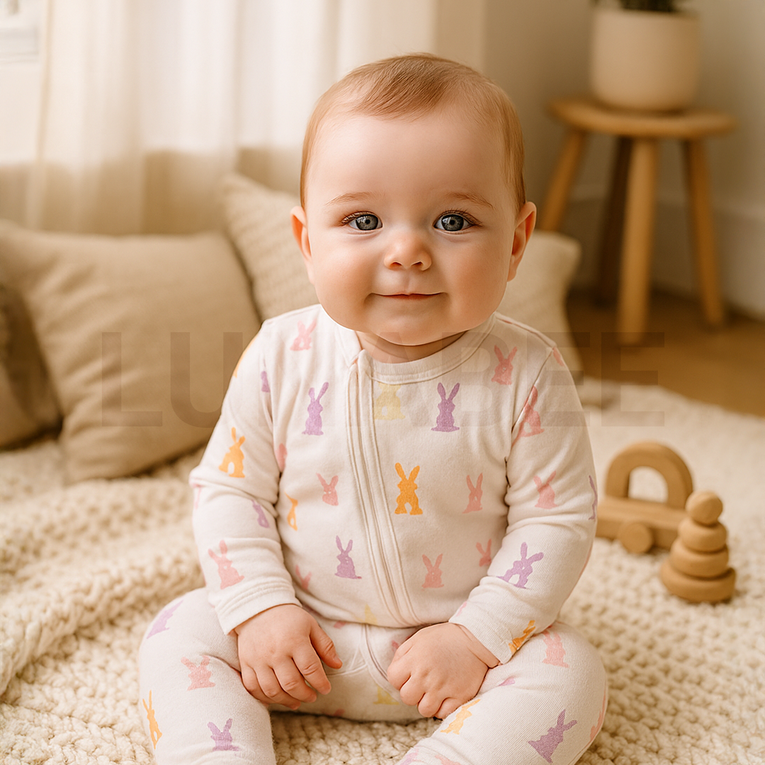 WHITE BUNNY PRINTED ROMPER