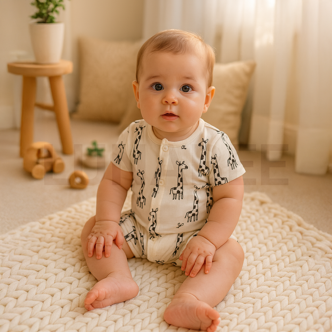 GIRAFFE PRINTED RIBBED JUMPSUIT