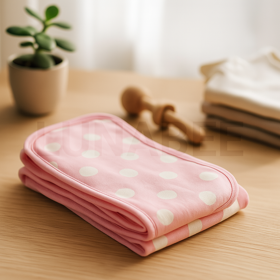 PINK POLKA DOTTED BURP CLOTH
