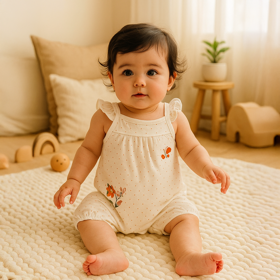 GIRLS FLORAL DOTTED JUMPSUIT