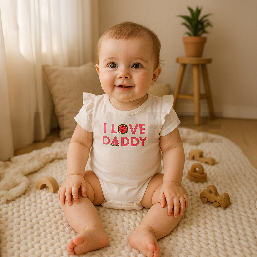 WHITE LOVE DADDY PRINTED ONESIE