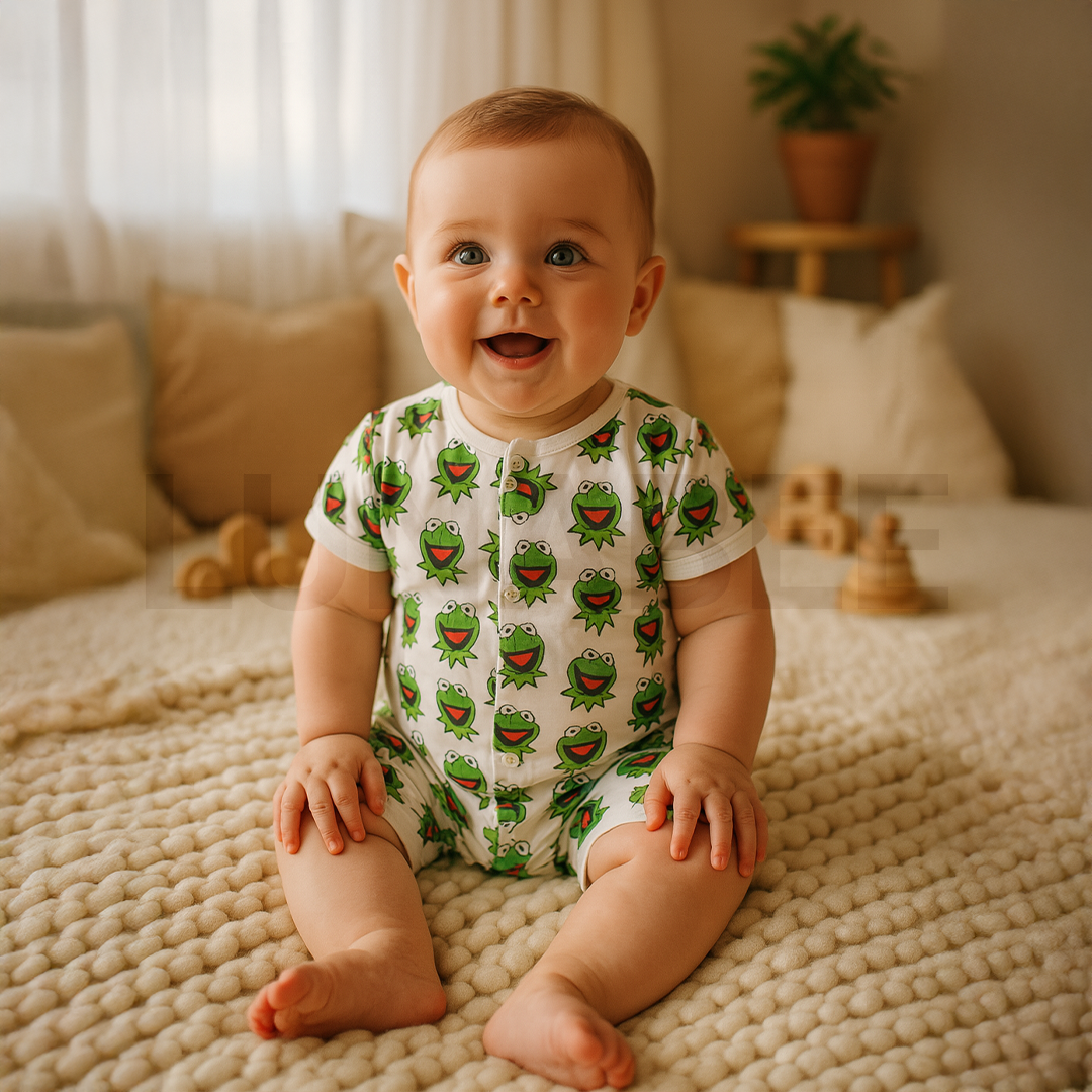 GREEN FROG PRINTED JUMPSUIT