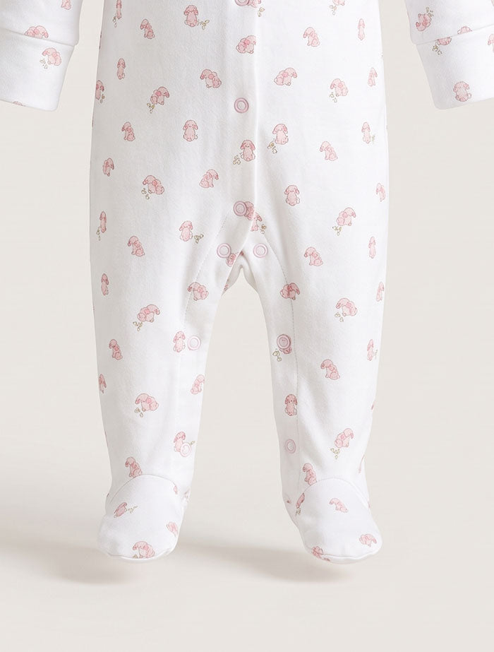 Pink bunny button sleepsuit