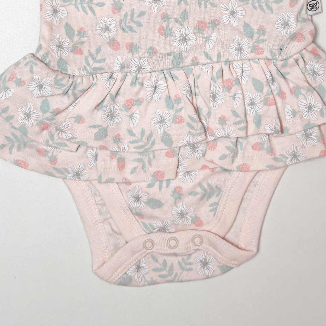 PINK STRAWBERRIES PRINTED SUNSUIT