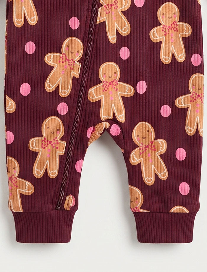 Little gingerbread ribbed romper