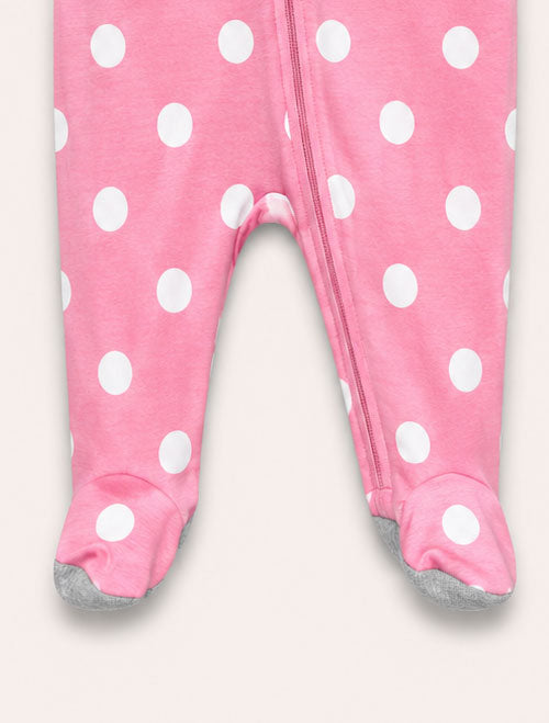 Pink polka dotted sleepsuit
