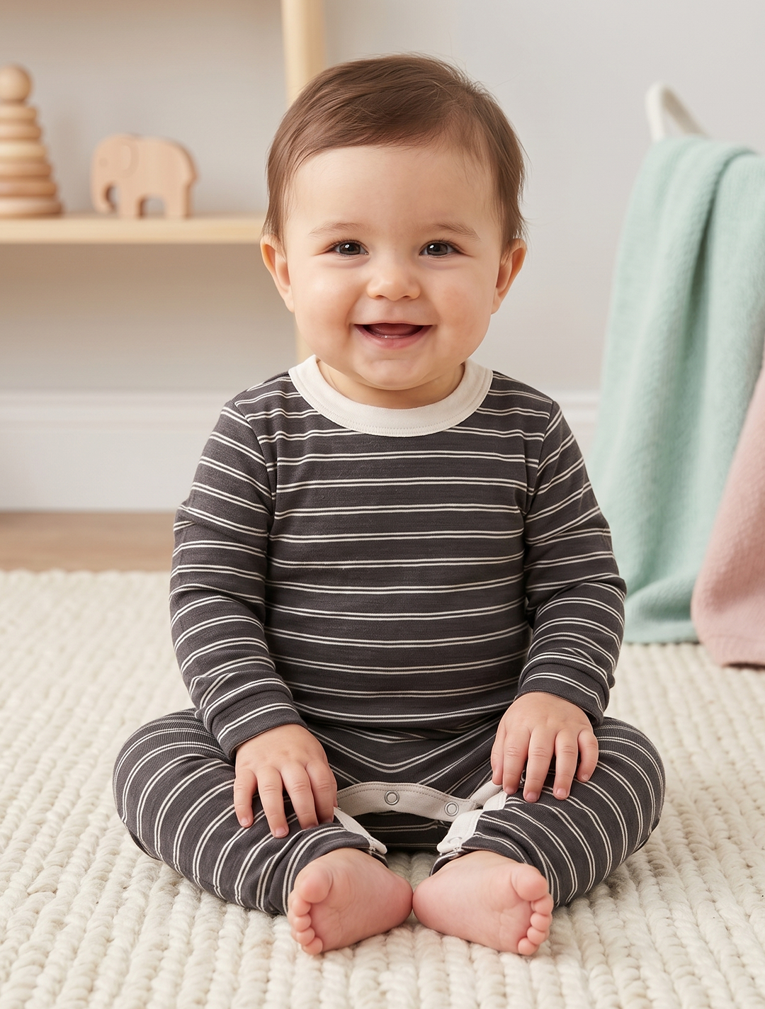 GREY STRIPED ROMPER
