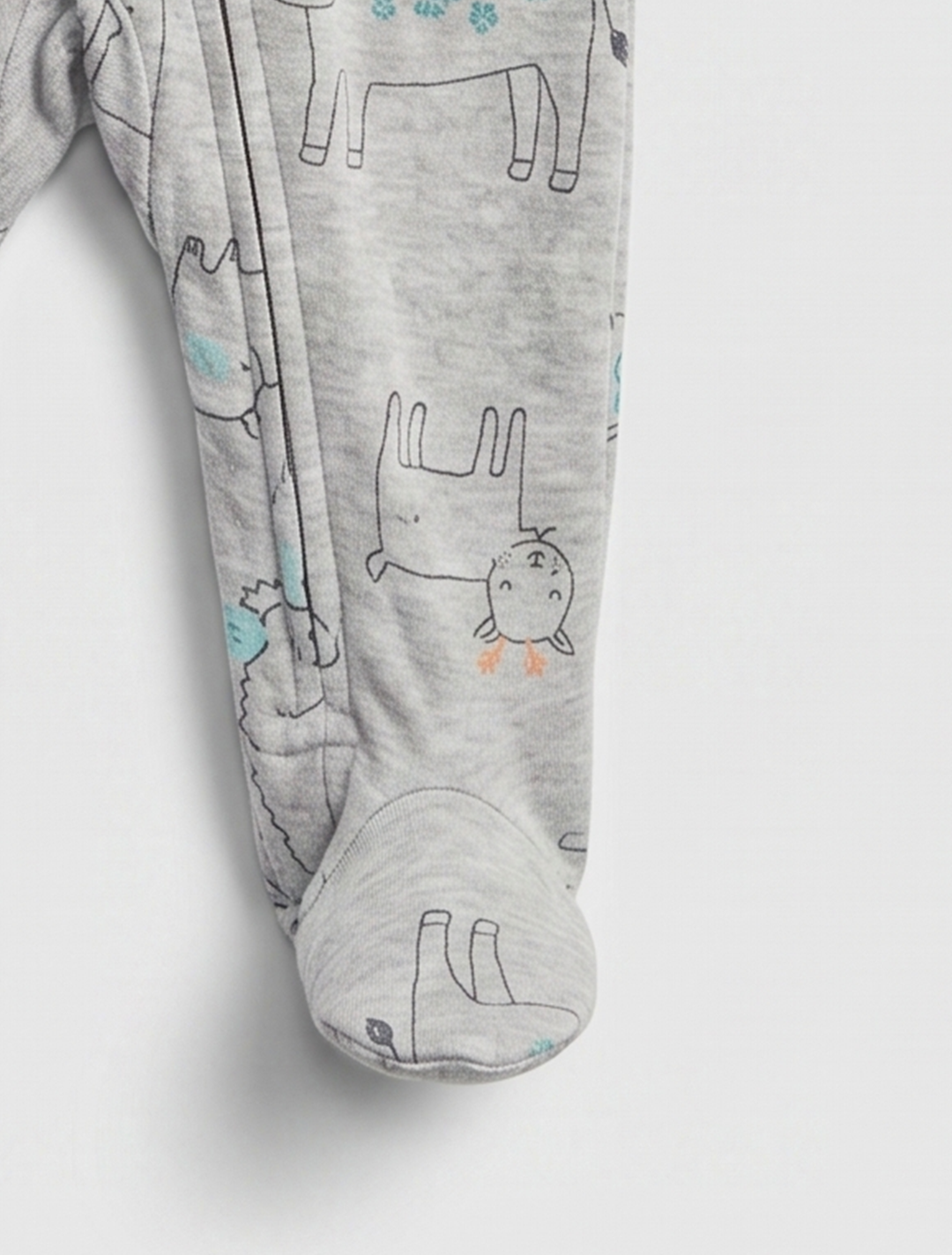 GREY PRINTED ZIPPER SLEEPSUIT