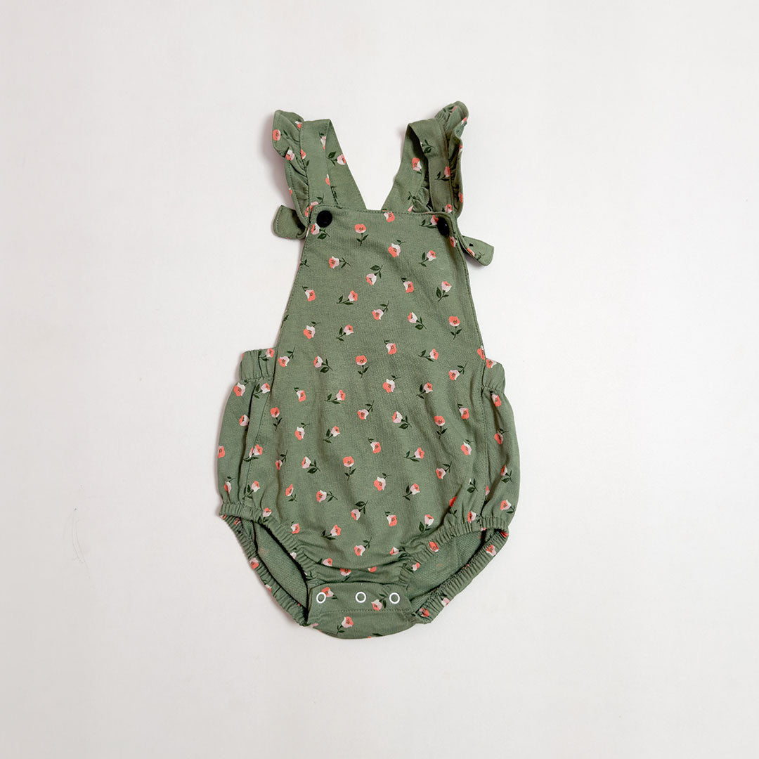 GREEN FLORAL DUNGAREE