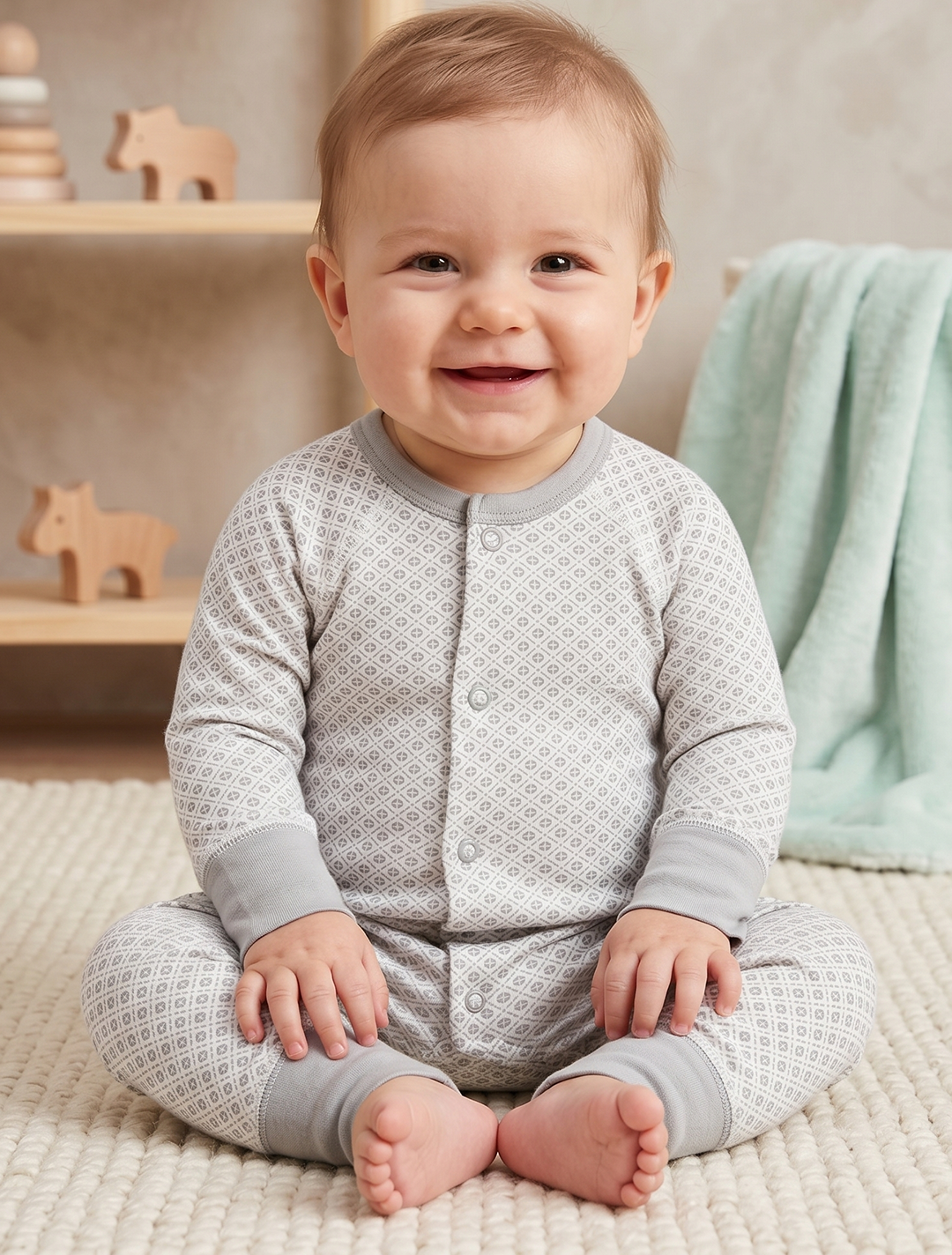 GREY PATTERNED SLIM FITTED ROMPER