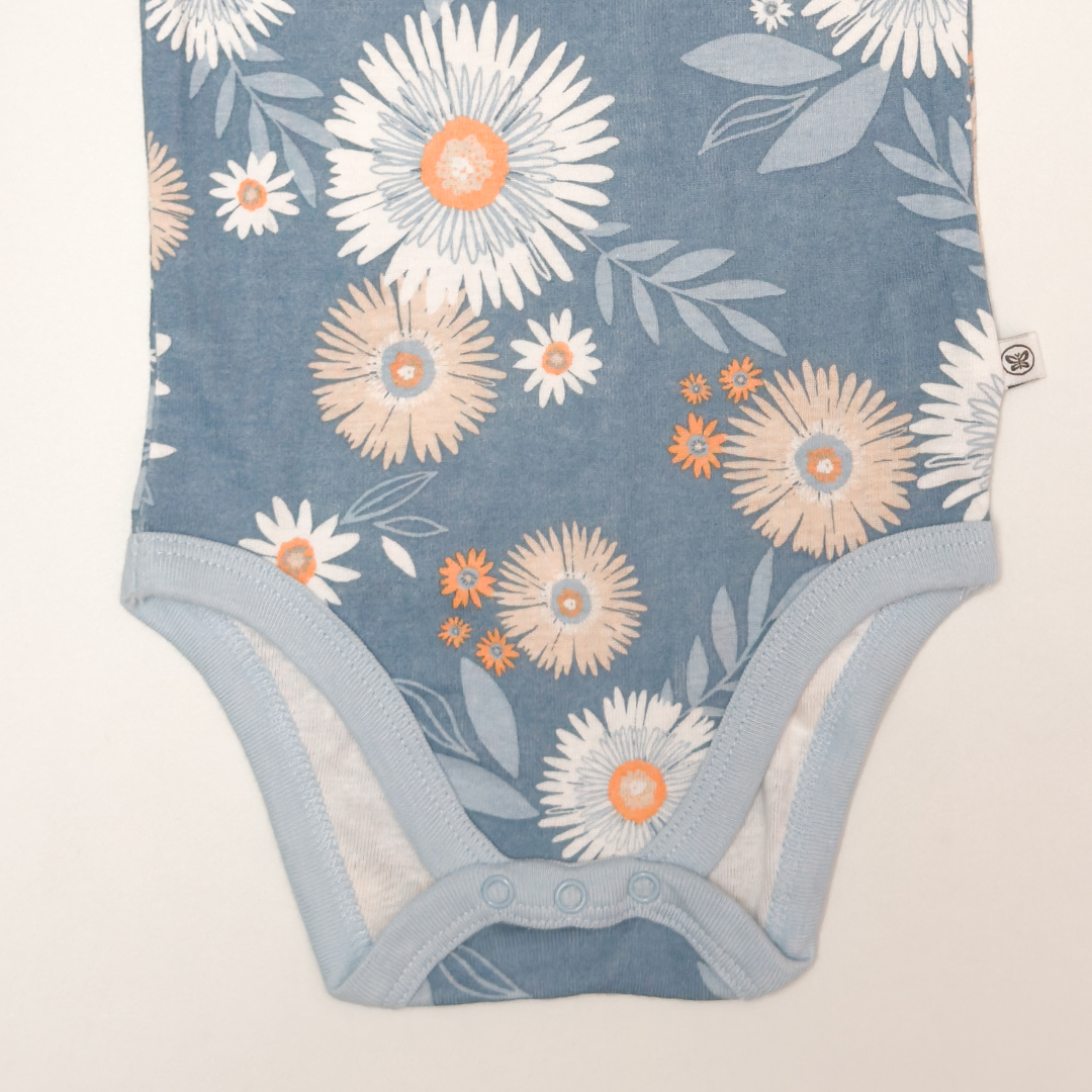 BLUE FLORAL RUFFLES ONESIE