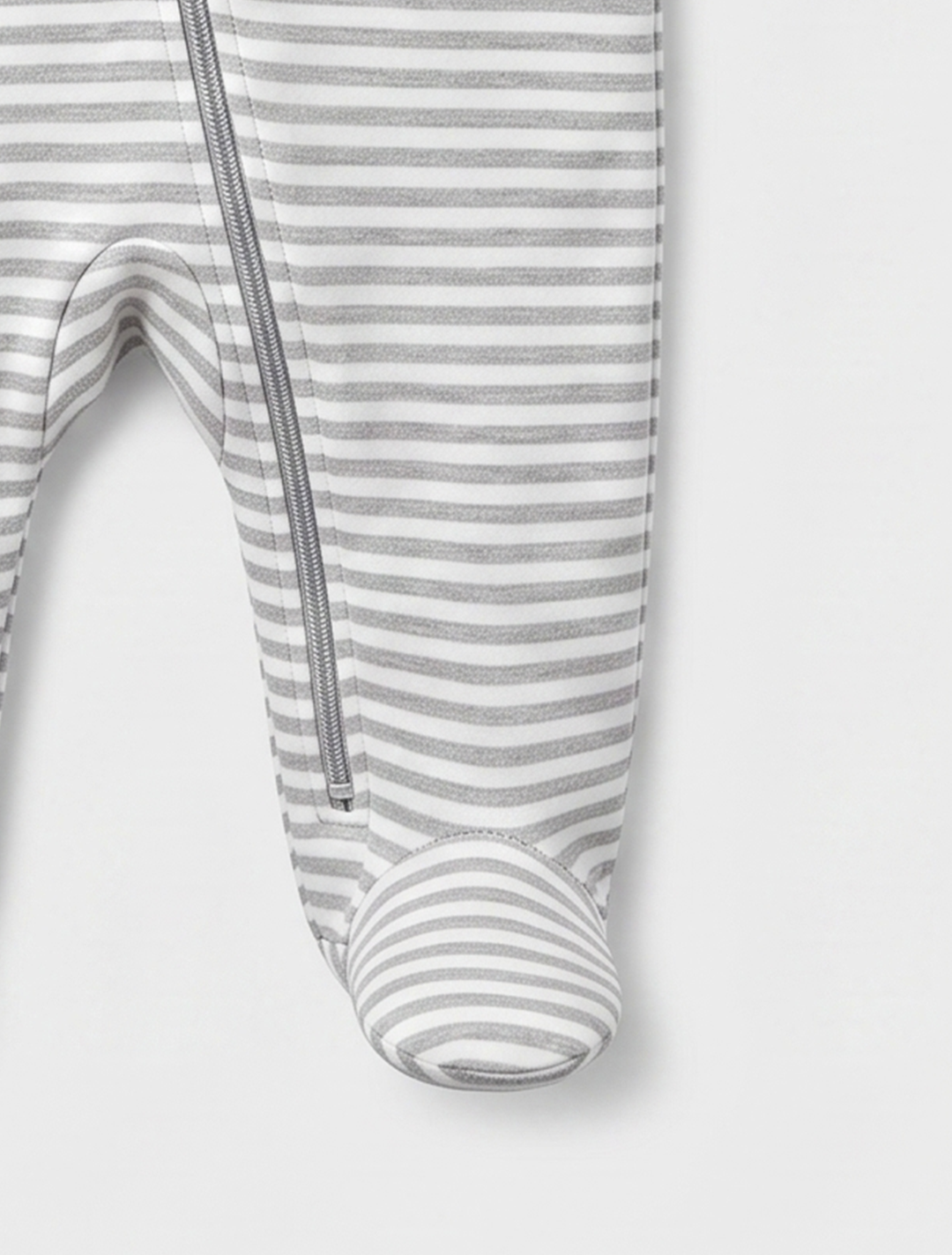 Grey and white striped zipper sleepsuit