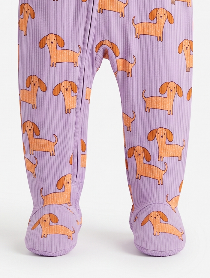 Lavender ribbbed zipper sleep suit