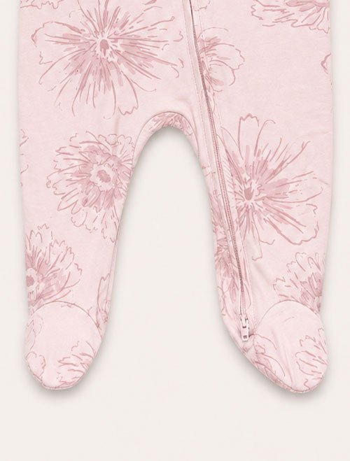 Pink viscous patterned sleepsuit