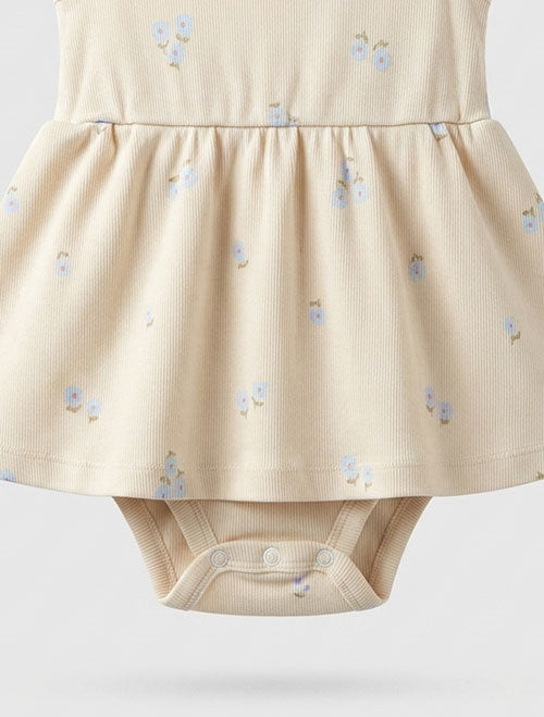 Beige floral ribbed sunsuit