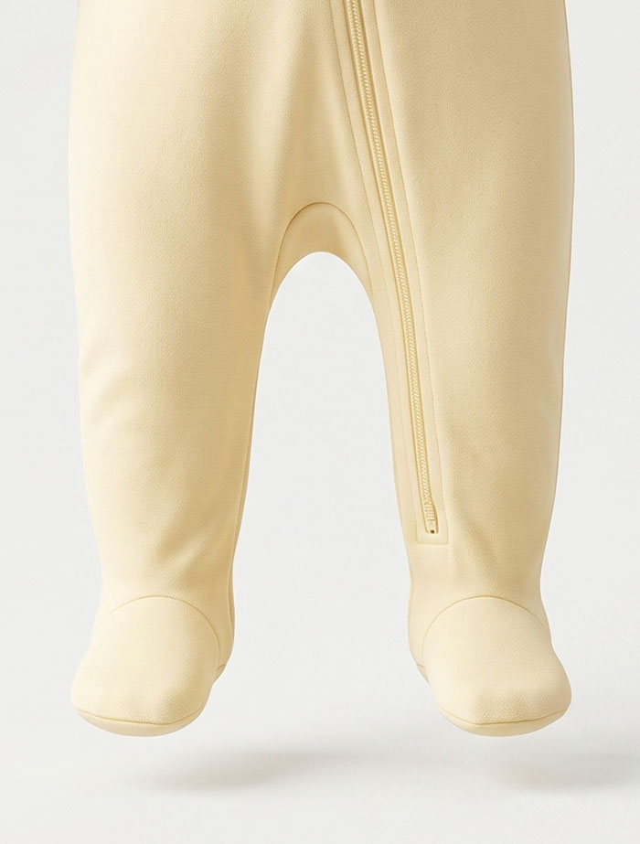 Butter yellow zipper sleepsuit