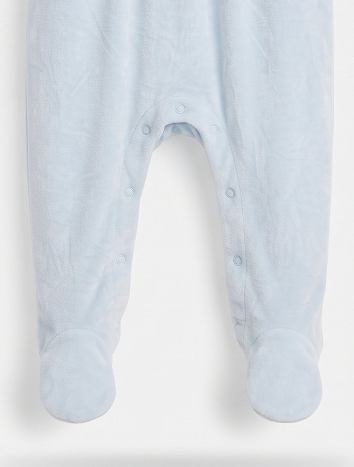 Little Sailor Smocked Velour Sleepsuit – Sky Blue