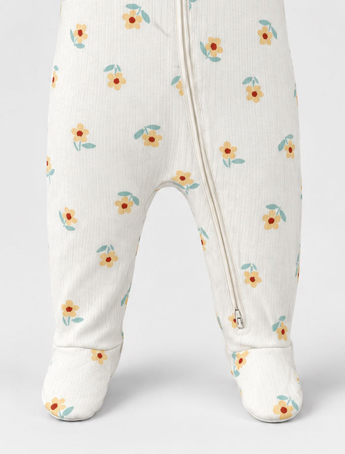 Floral zipper ribber sleepsuit