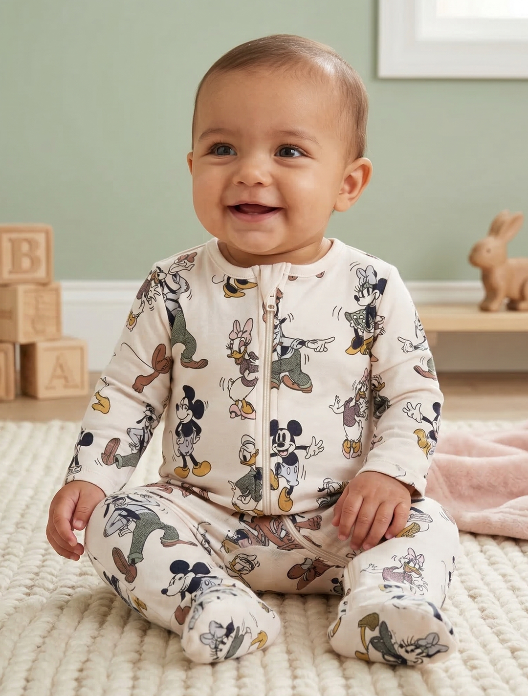 OFF WHITE MICKEY ZIPPER SLEEPSUIT