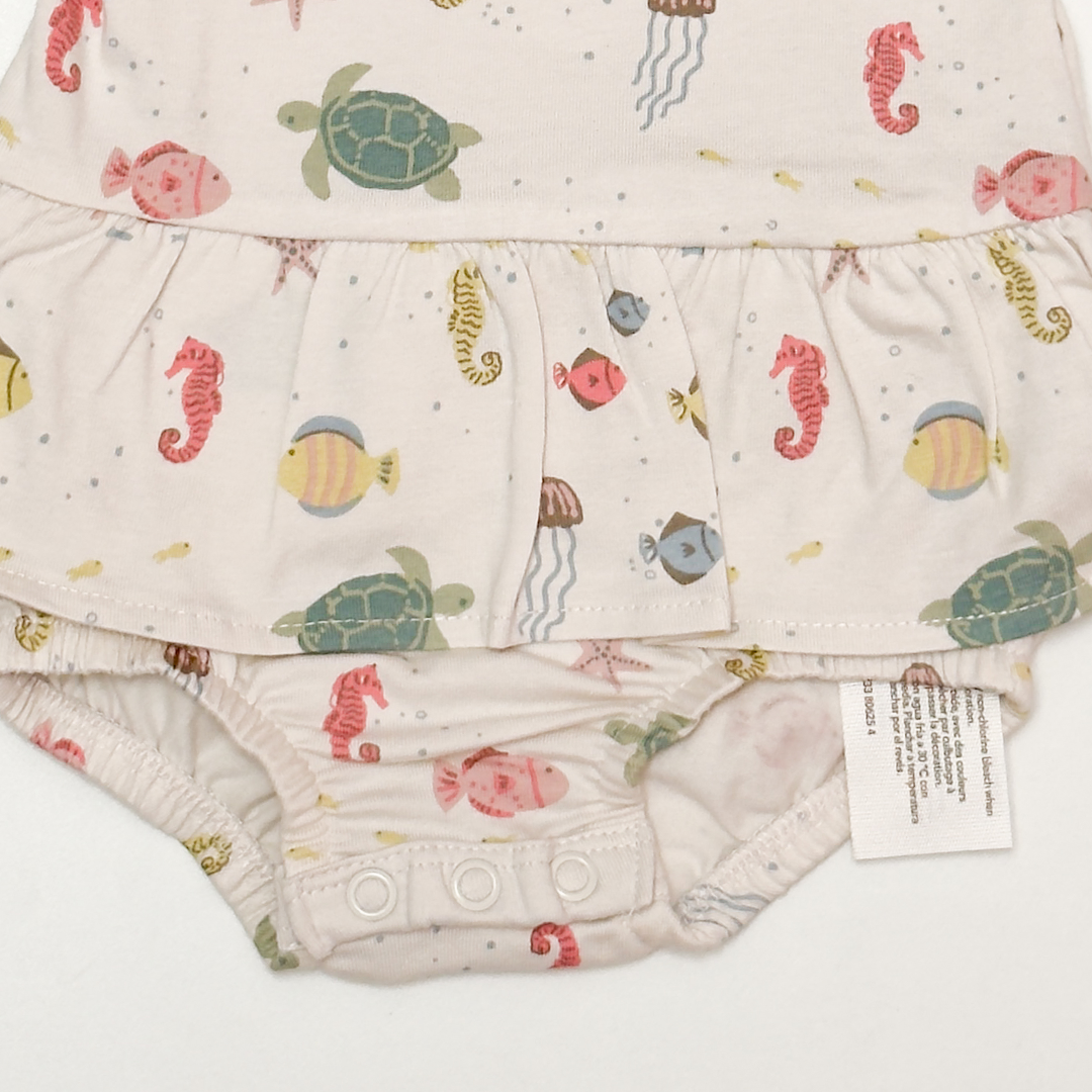 OFF WHITE OCEAN PRINTED SUNSUIT