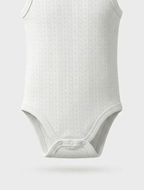 White pointelle sleeveless onesie