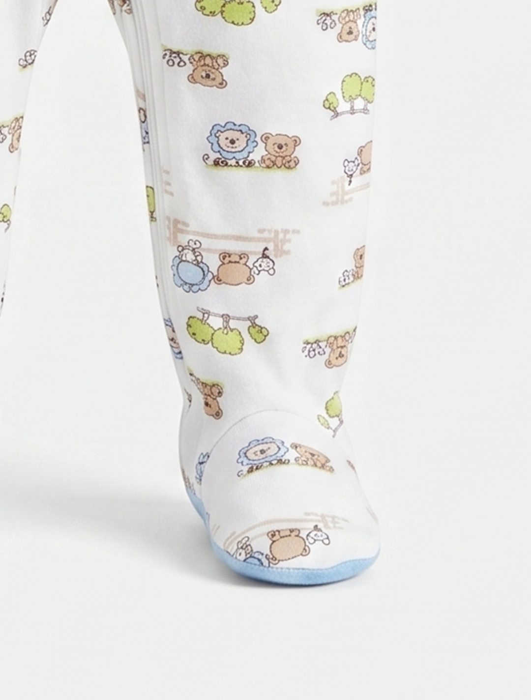 Blue printed zipper sleepsuit