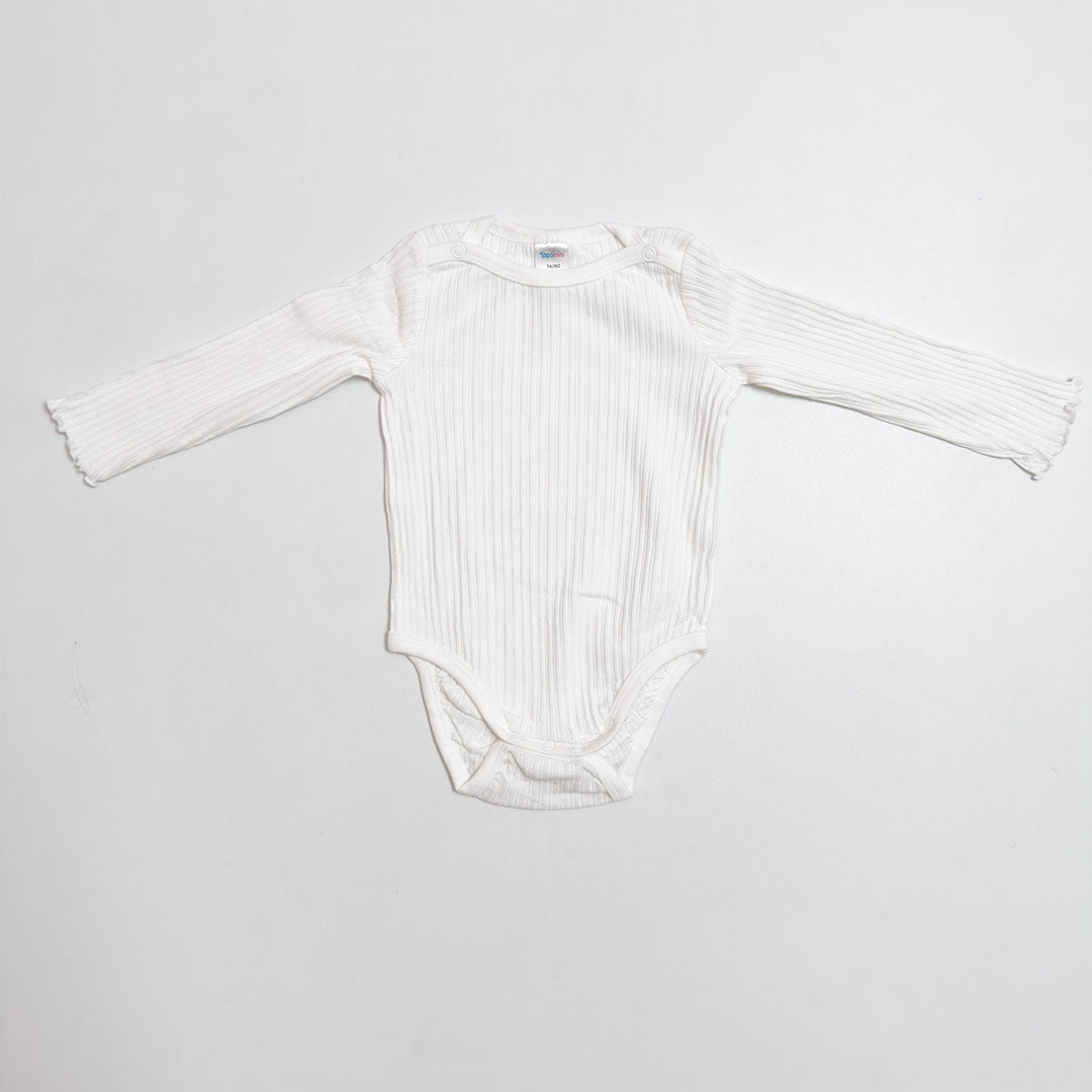 WHITE RIBBED ONESIE