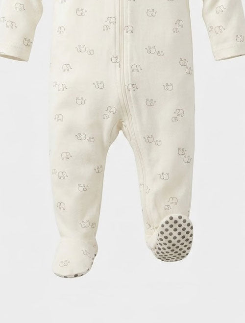 Elephant printed zipper sleepsuit