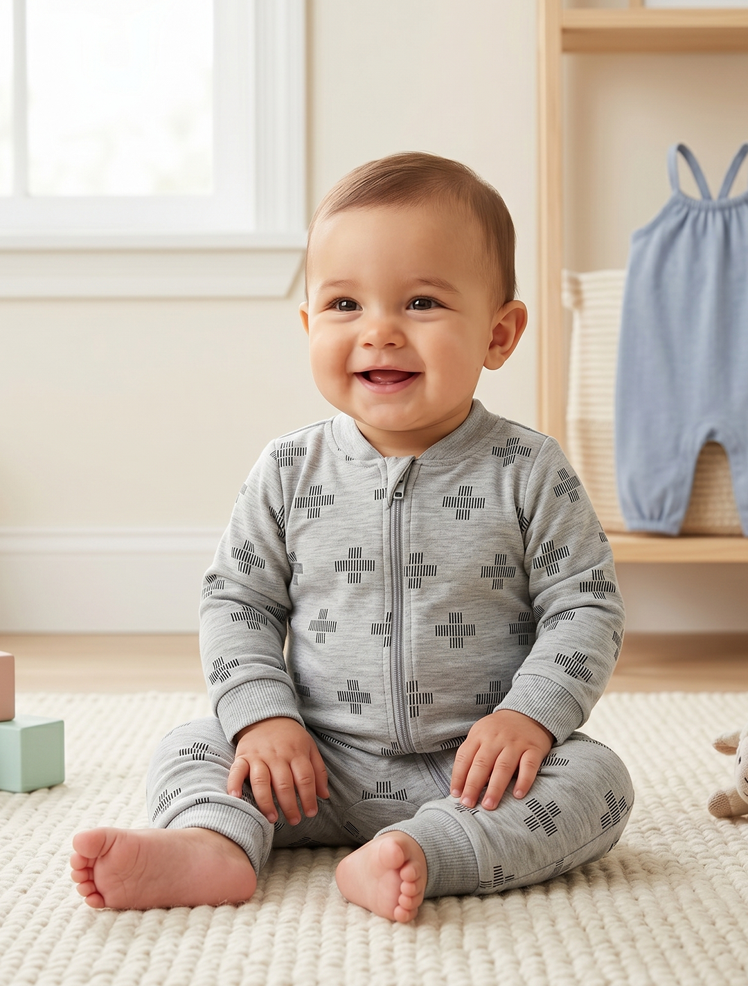 Grey pattered sleepsuit