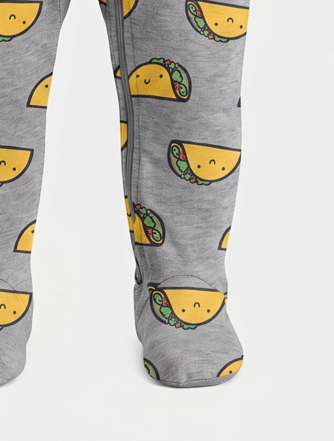 GREY PRINTED ZIPPER SLEEPSUITS
