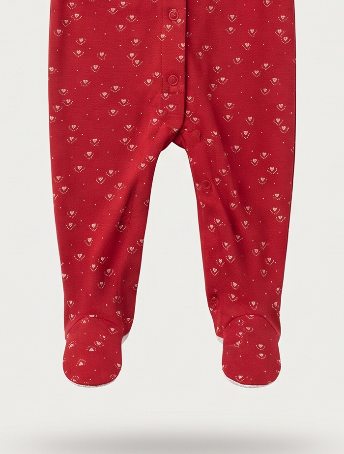 Red patterned button sleepsuit