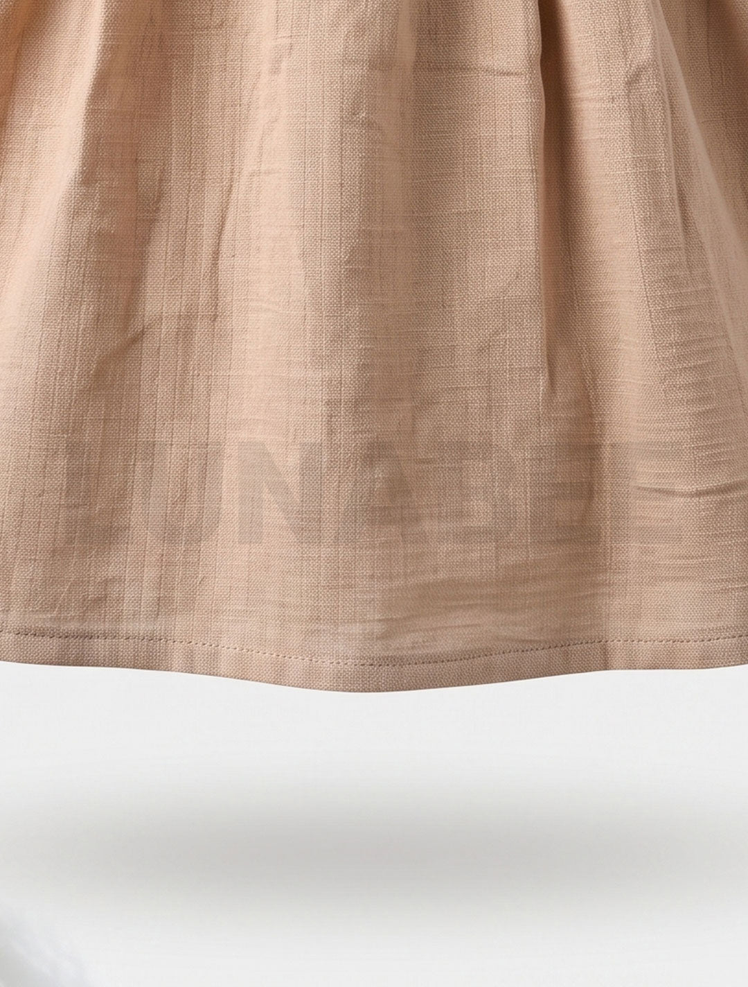Beige puff sleeve floral embroidered frock
