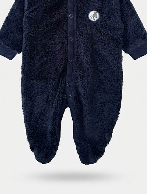 Fur Woven Full Sleeves Footed Hooded Winter sleepsuit