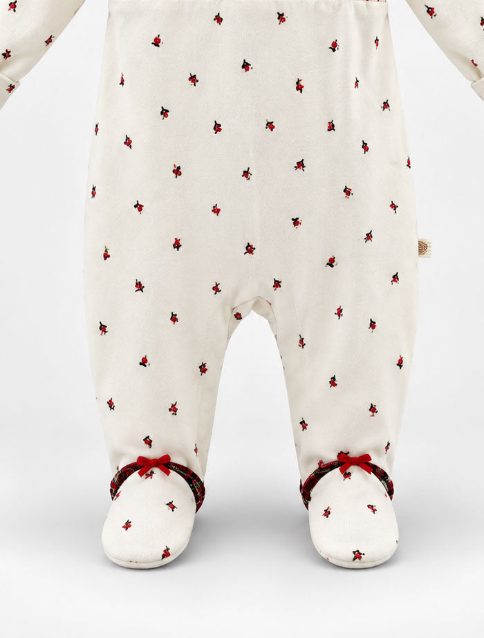 Off white red ribbon sleepsuit