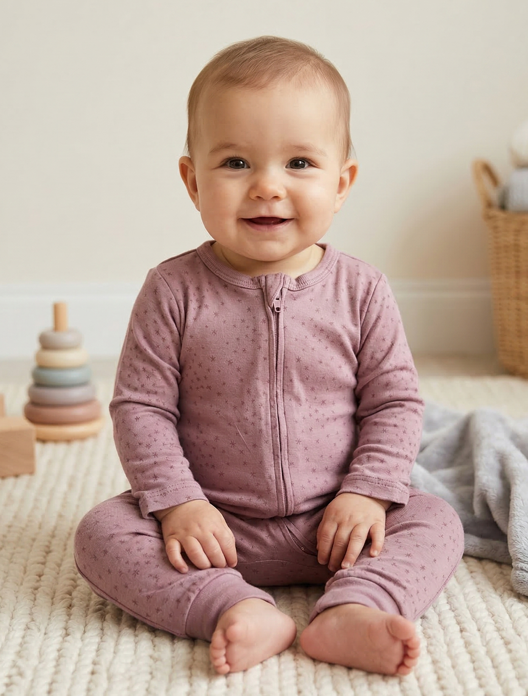 PINK STAR PATTERNED ROMPER