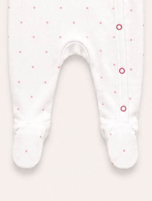 Pink polka wrapover sleepsuit