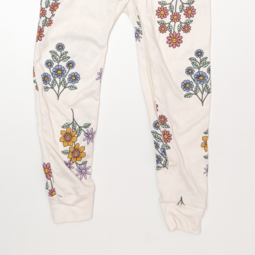 BEIGE FLORAL ZIPPER ROMPER