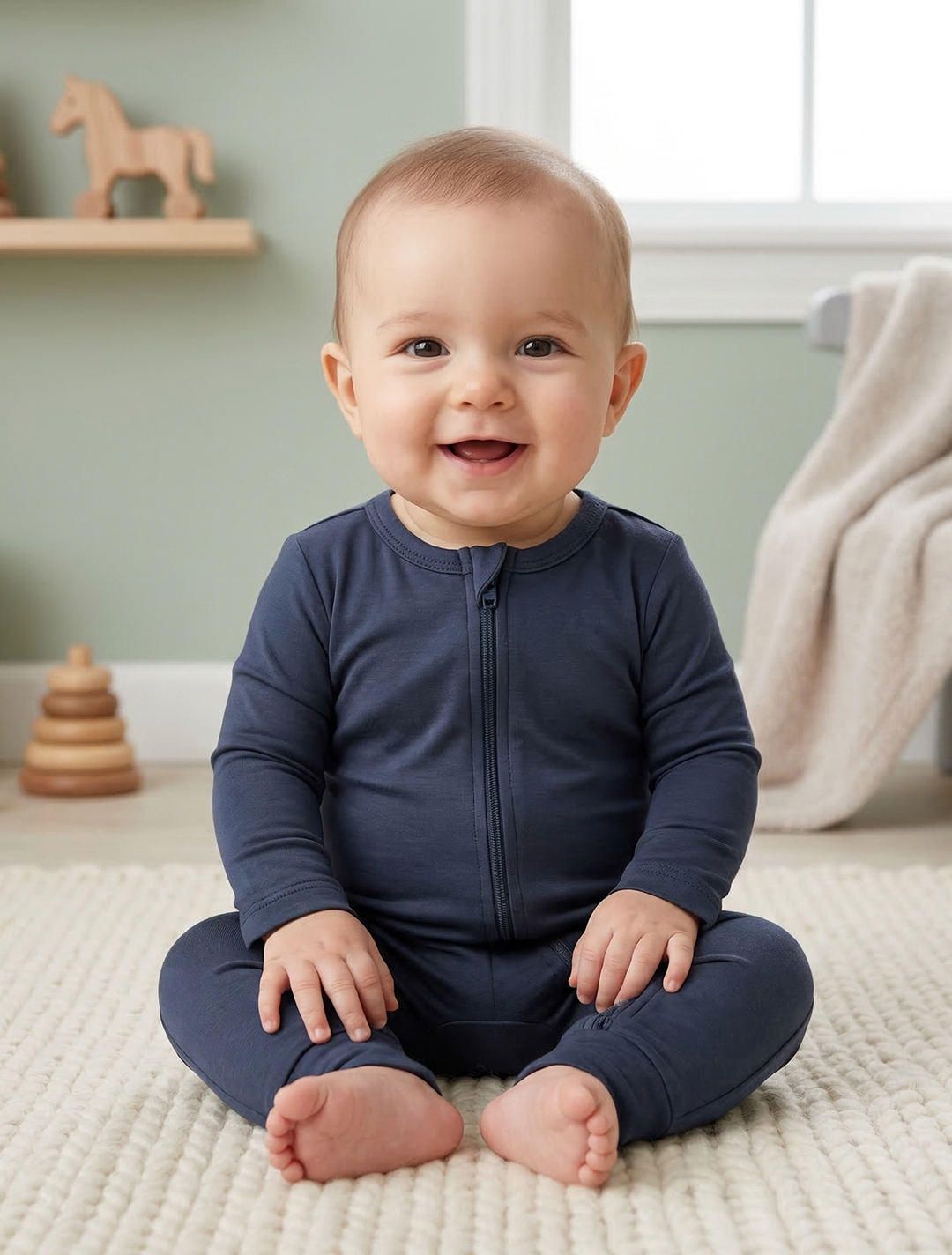 DARK BLUE GREY VISCOUS PLAIN ROMPER