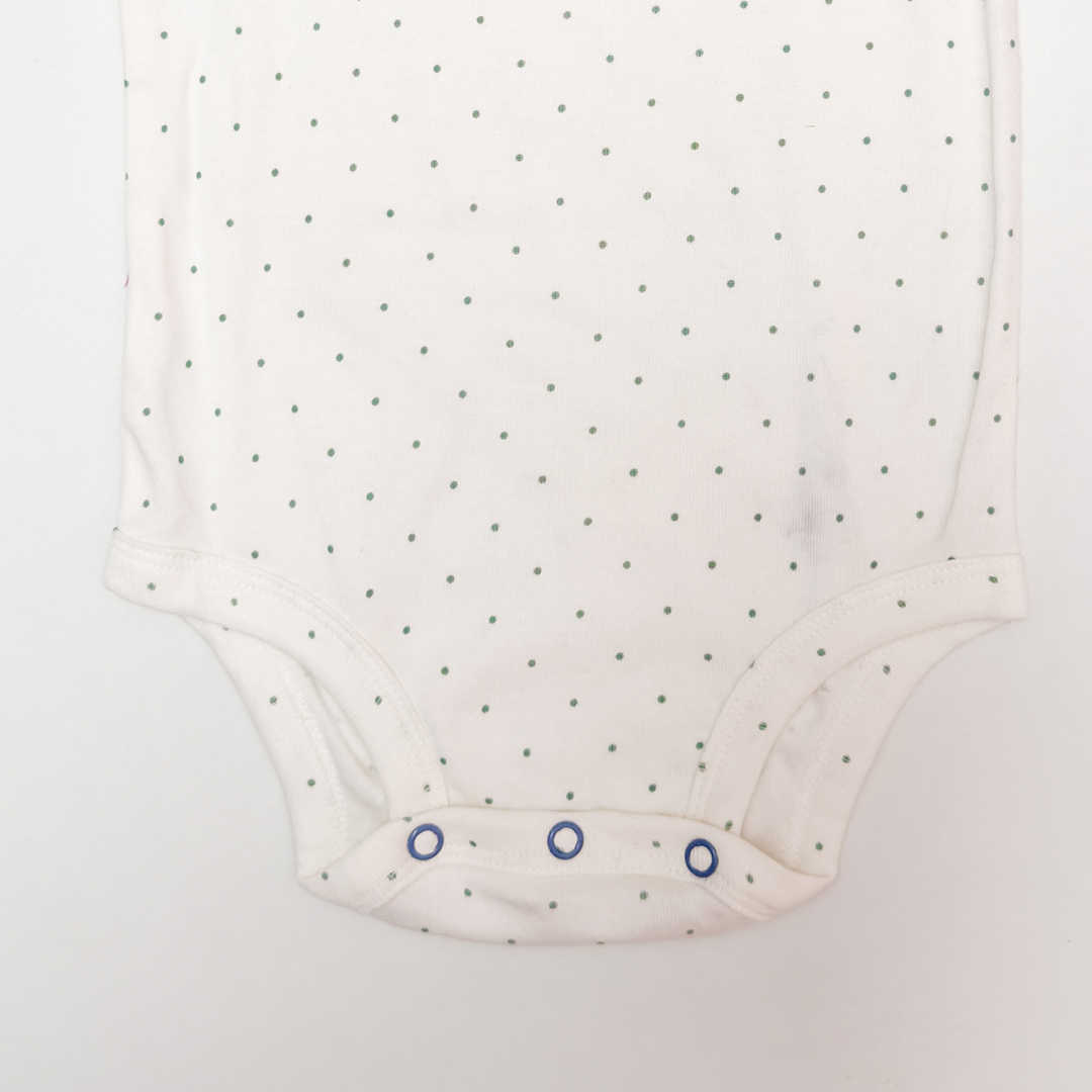 WHITE POLKA DOTTED ONESIE