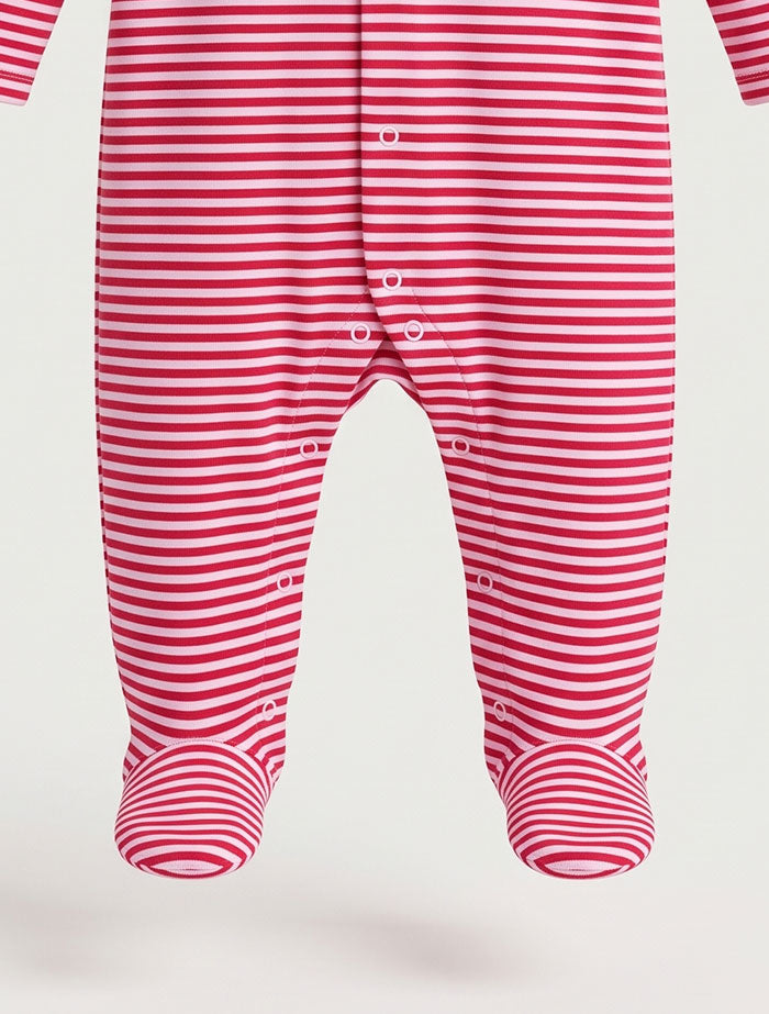 Red stripes button sleepsuit