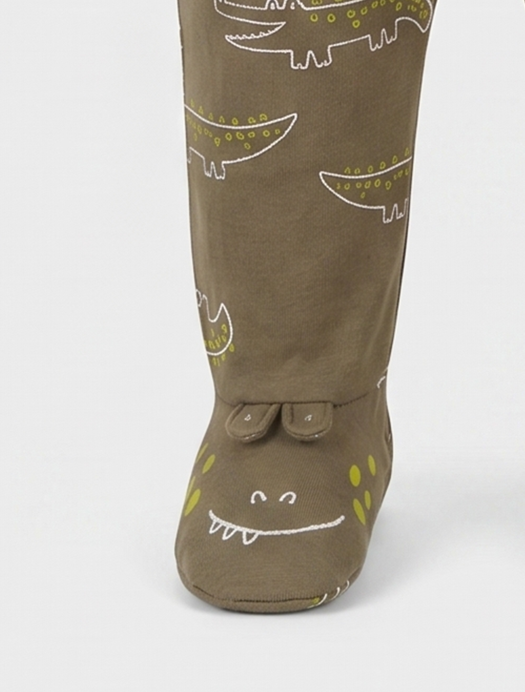 Olive green printed zipper sleepsuit