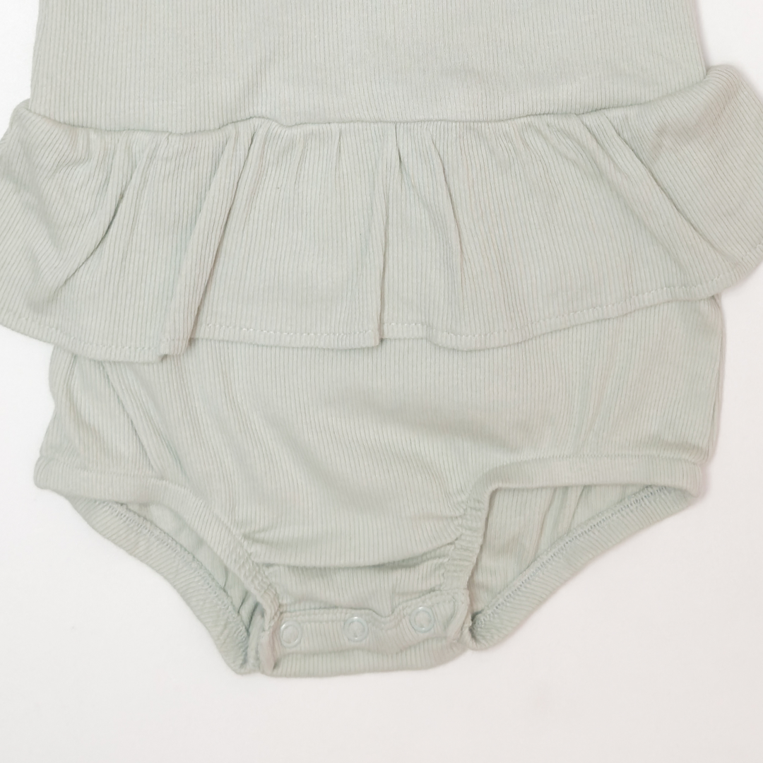 SAGE GREEN RIBBED SUNSUIT