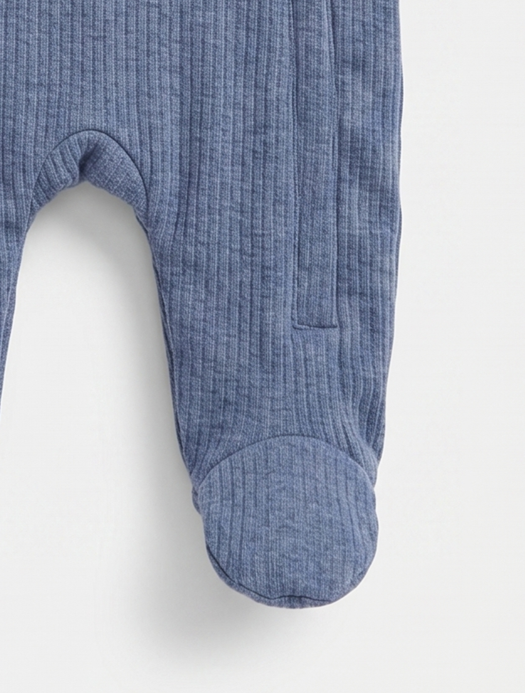 BLUE RIBBED WINTER HOODED SLEEPSUIT