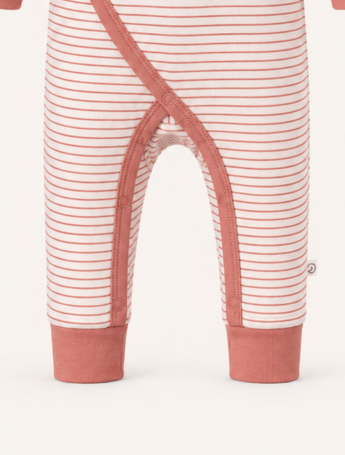 Dusty pink stripes wrapover romper